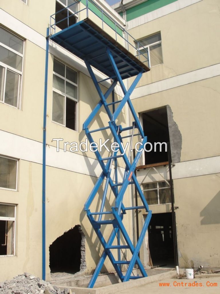 Freight elevator stationary scissor lifting machine