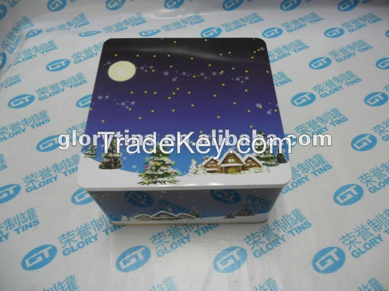 Christmas tin box, Christmas Gift, Rectangular Tin box for Christmas