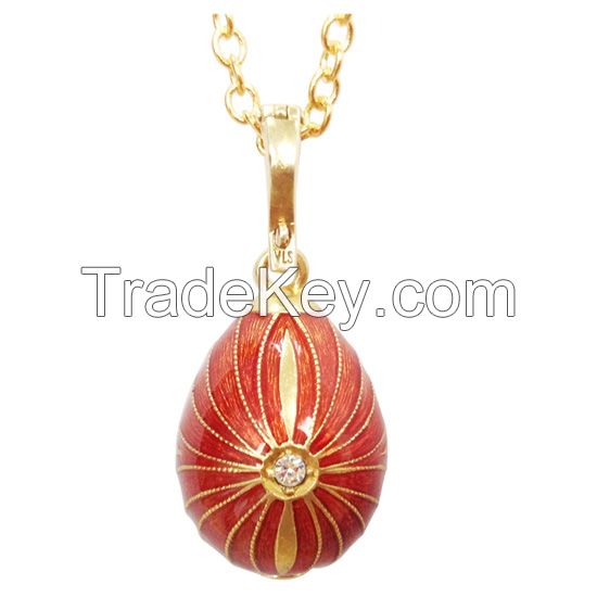 925 sterling silver enameled Faberge egg pendant