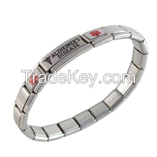 9mm stainless steel Italian charms bracelet