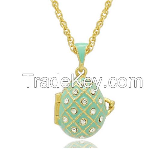 Russian hand enameled Faberge style Easter egg pendant