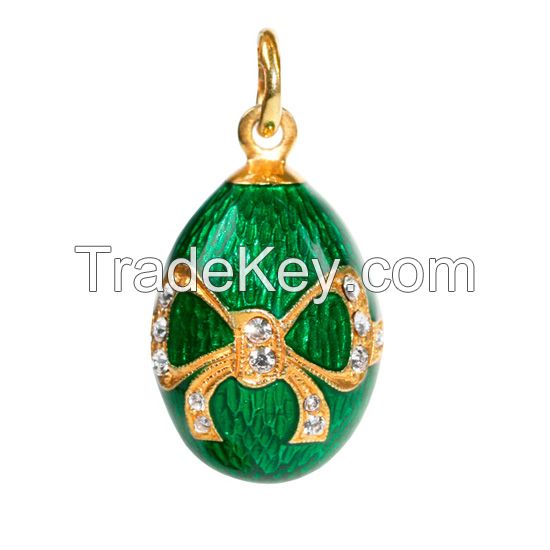 925 sterling silver color enameled Faberge style egg shape pendant