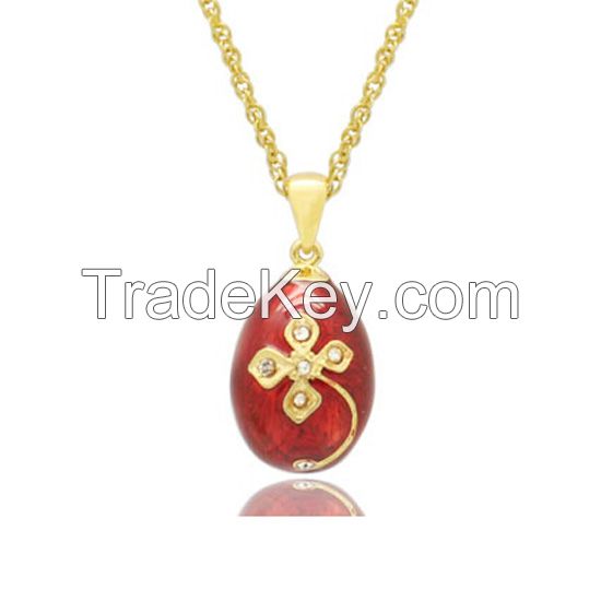 color hand enamel Faberge style Easter egg pendant