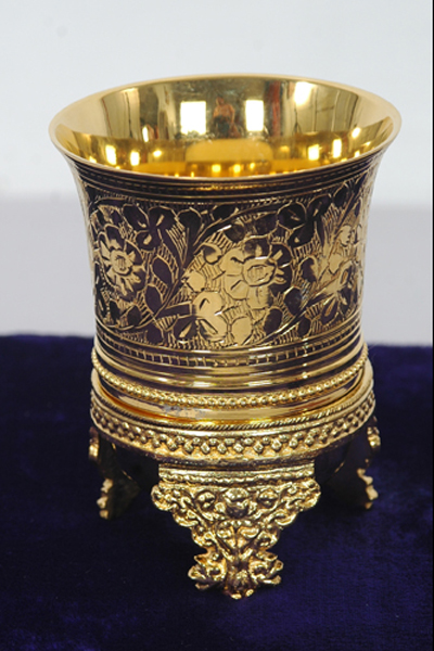 Mughlai Classic-Lad Free Brass with Gold Plated, Fork, Dessert, Knife