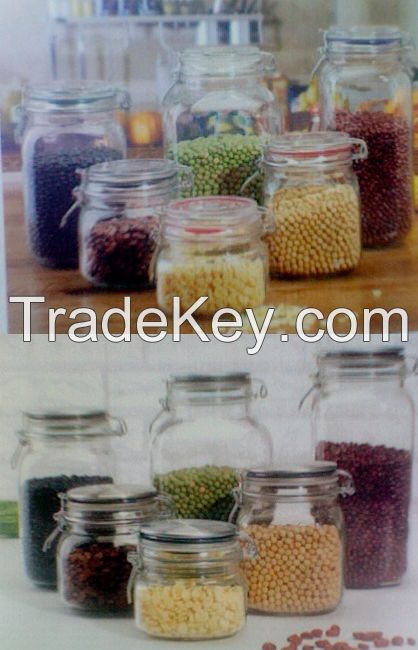 transparent glass jar 