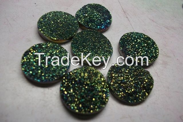 titanium coated druzy flat back caboochons round 