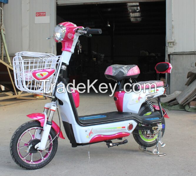 mini two seats lovely pick electric scooter with pedal and basket for ladies