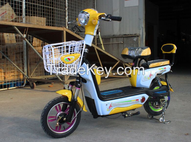 mini two seats lovely pick electric scooter with pedal and basket for ladies