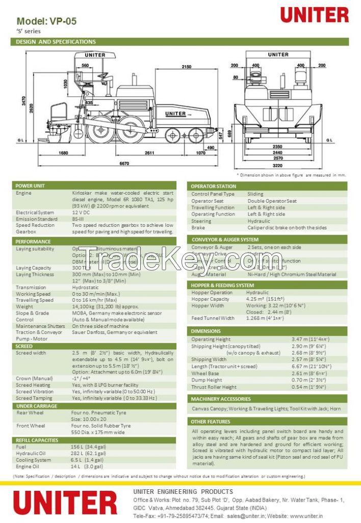 Asphalt Sensor Paver Finisher Machine