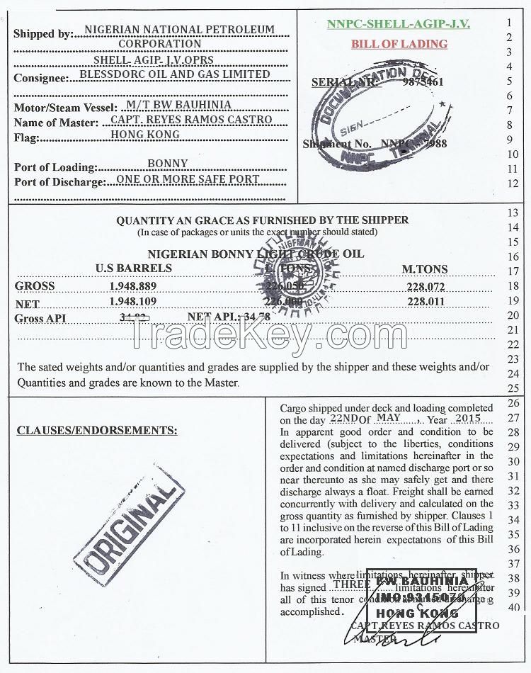 BONNY LIGHT CRUDE OIL (BLCO)- China
