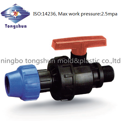  Adaptor Ball valve 2 X MBSP,  Emotional pp material.