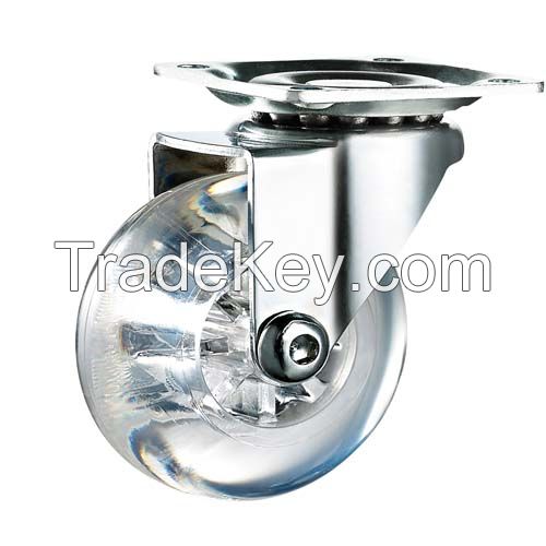 Caster Wheel furniture transparent clear 2 inch swivel top plate PC+PU