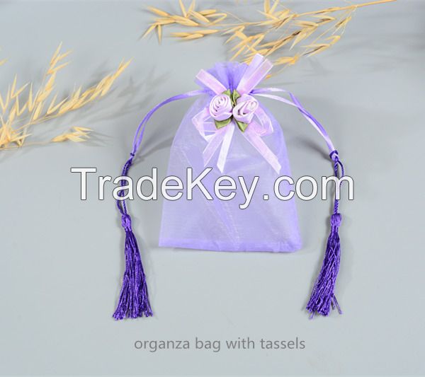 organza jewelry pouch bag with tassels