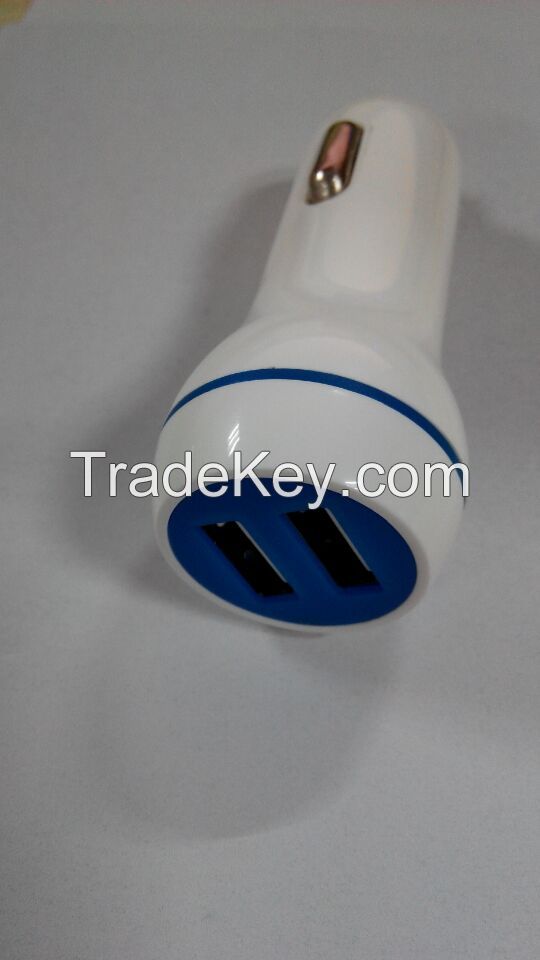 Private Mold Full 2.1A dual  usb car charger with glowing circle