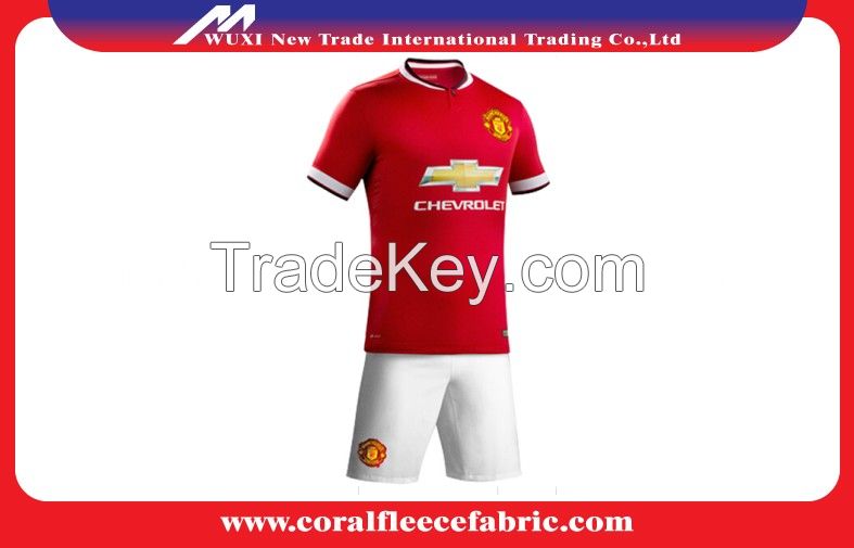 2015 hot sell Red soccer jersey with ambroidered label