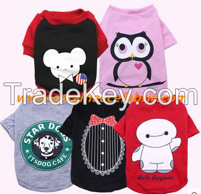 2015 hot sell Pink Cotton dog T-shirt for spring and summer 