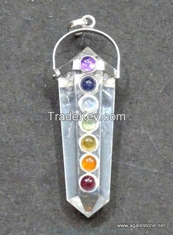 Crystal Quartz Chakra Flat Pendants