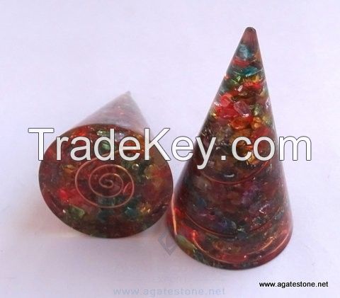 Orgone/Orgonite Onyx Mix Chakra Cone