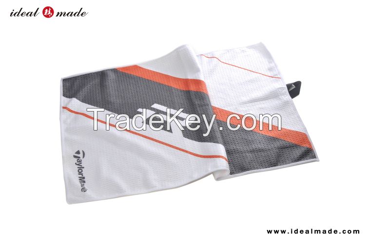 custom logo printed sport golf towel microfiber waffle