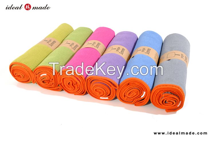 custom logo printed sport non slip yoga towel towel microfiber with mesh bag