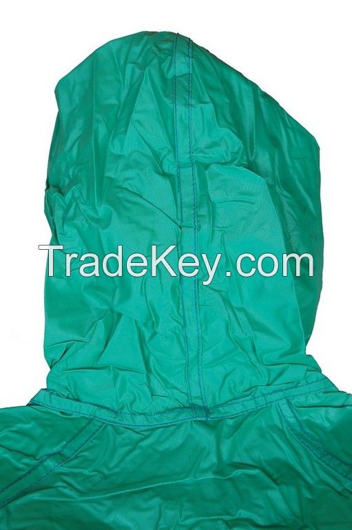 R-1057-1 GREEN AND BLUE REVERSIBLE PVC VINYL RAIN BEST WATERPROOF JACKET