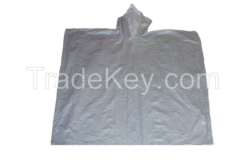 R-1020A-PEVA-03 SILVER PEVA DISPOSABLE RAIN PONCHOS FOR MEN