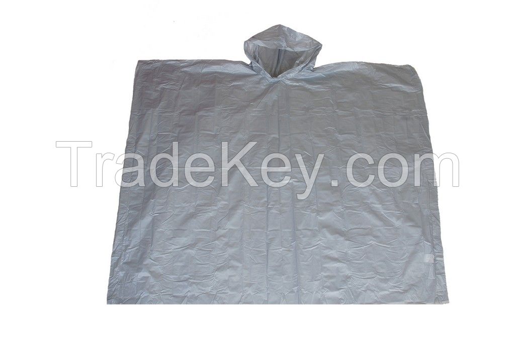 R-1020A-PEVA-03 SILVER PEVA DISPOSABLE RAIN PONCHOS FOR MEN