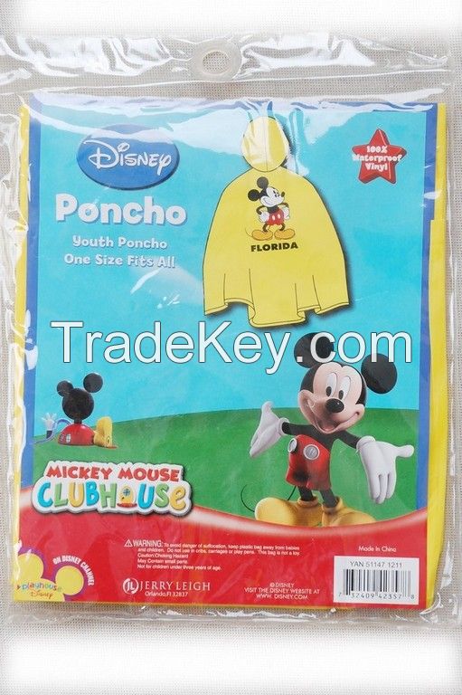 R-1020K-2004 YELLOW DISNEY MICKY MOUSE PVC VINYL BOYS RAINCOAT