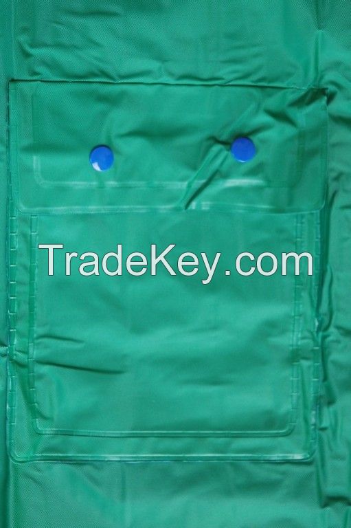 R-1057-1 GREEN AND BLUE REVERSIBLE PVC VINYL RAIN BEST WATERPROOF JACKET