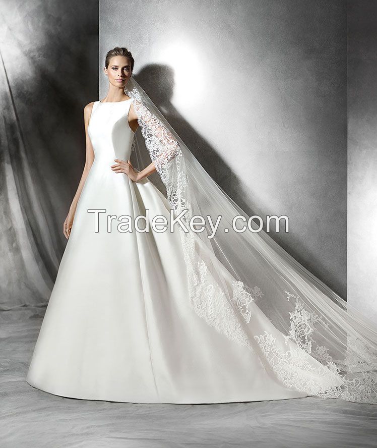 2016 Satin A-Line Wedding Dress S050