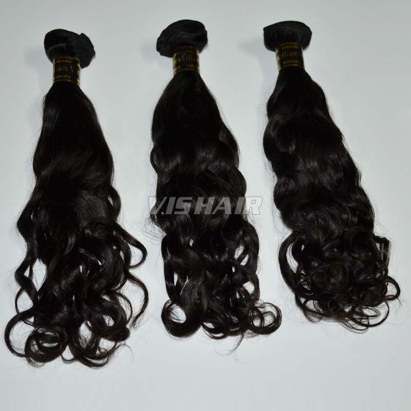 10inch-30inch Virgin Brazilian Remy Hair Natural wave #1B 100g/pc