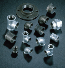 Galvanized, black malleable iron pipe fittings