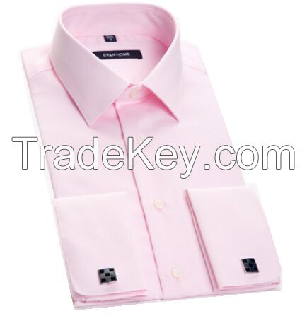 Men's long sleeve 100% cotton dress shirt with french cuff and button