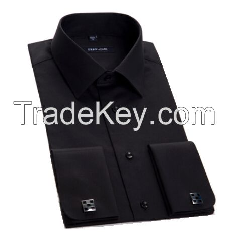 Men's long sleeve 100% cotton dress shirt with french cuff and button