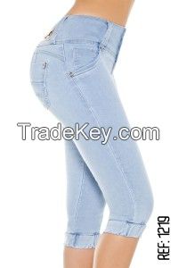 High Waist Slimming Shaping Butt Lift Denim Shorts Fashion Embellished details