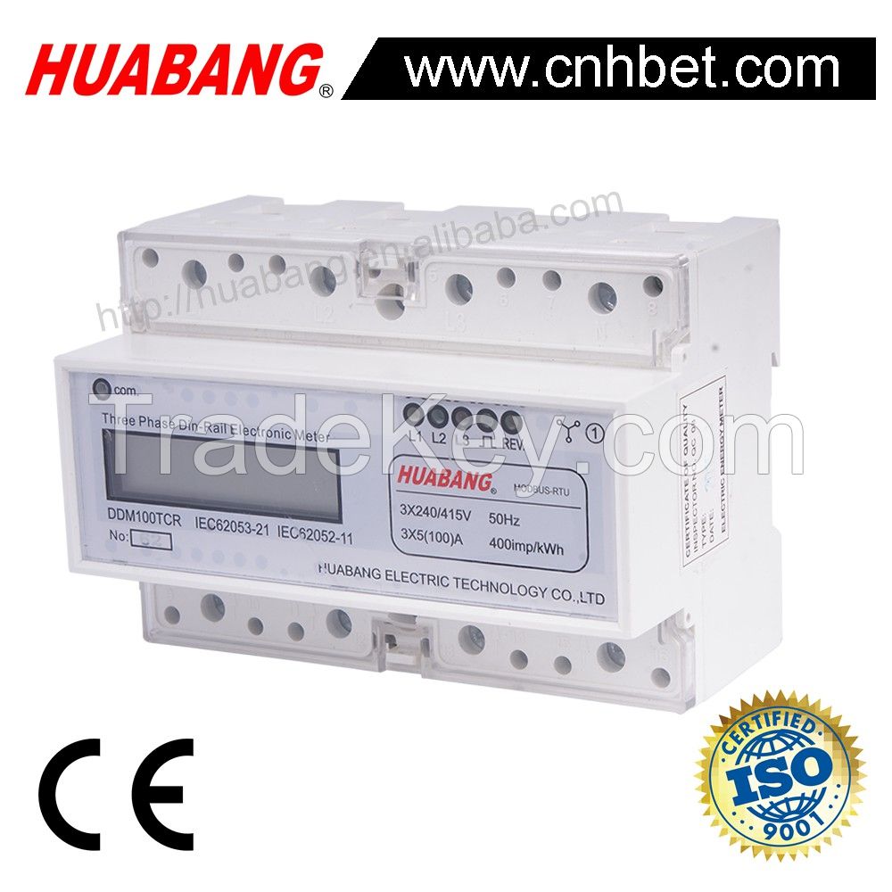 7 Module Three Phase Din rail electricity meter 