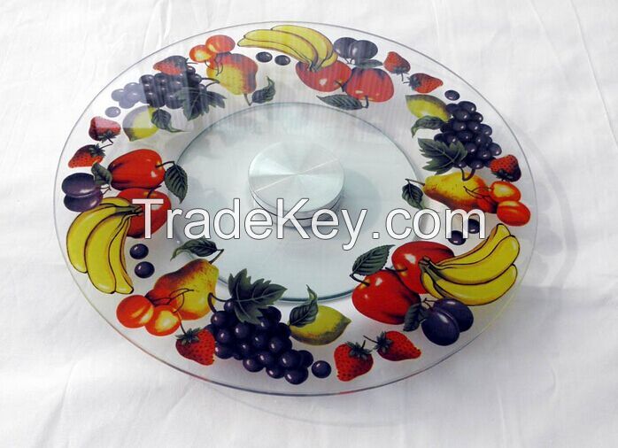 fruit tempered glass cake plate