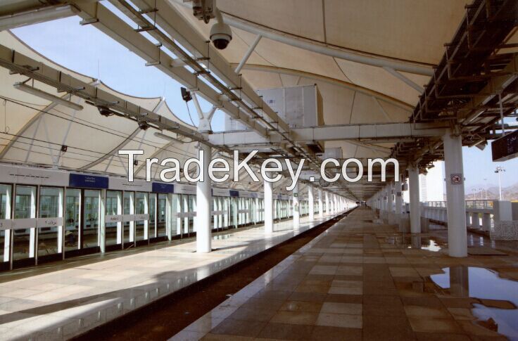 PTFE light rail station of Tension membrane structure waterproof windproof awning