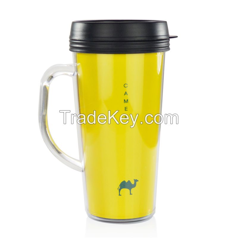 Double wall plastic insulated coffee mugs