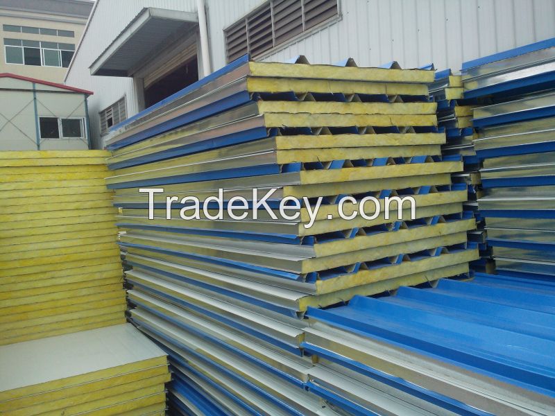 50/75/100/150mm glass wool Sandwich panel roof Sandwich panel