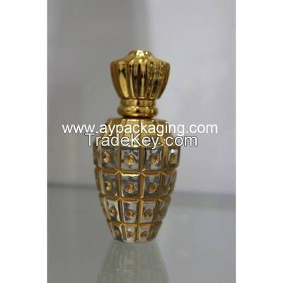 EAU DE PARFUM empty glass bottle with gold cap