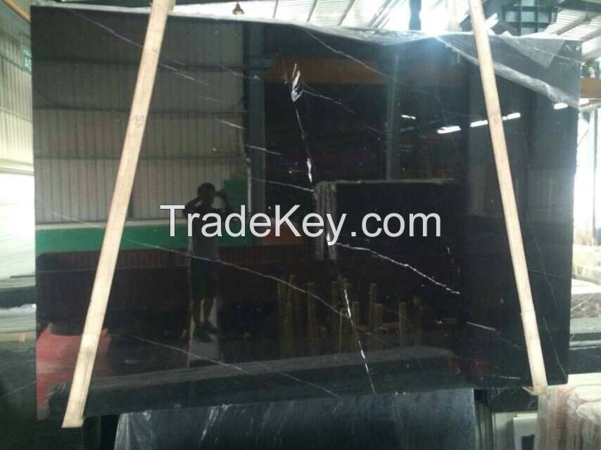 Black Marquina marble slabs