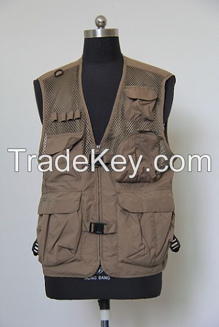 men&#039;s vest waistcoat summer fishing jacket outdoor casual multi-pocket