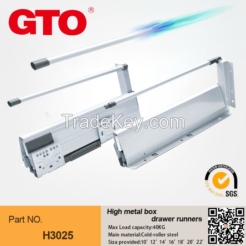 H3025 High metal box full extension drawer runners