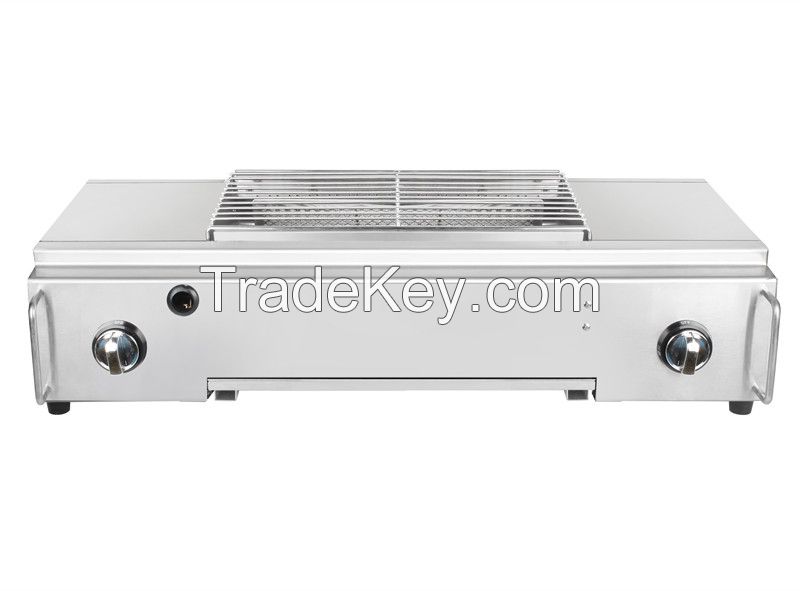 Wholesale hot sales commercial portable indoor/ outdoor night market smokeless stovetop 2 burners gas barbecue BBQ grill