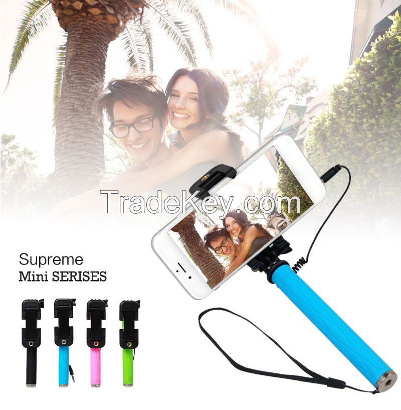 new products 2015 fashion Supreme mini wired selfie stick with cable take pole selfie stick monopod,foldable stick selfie 