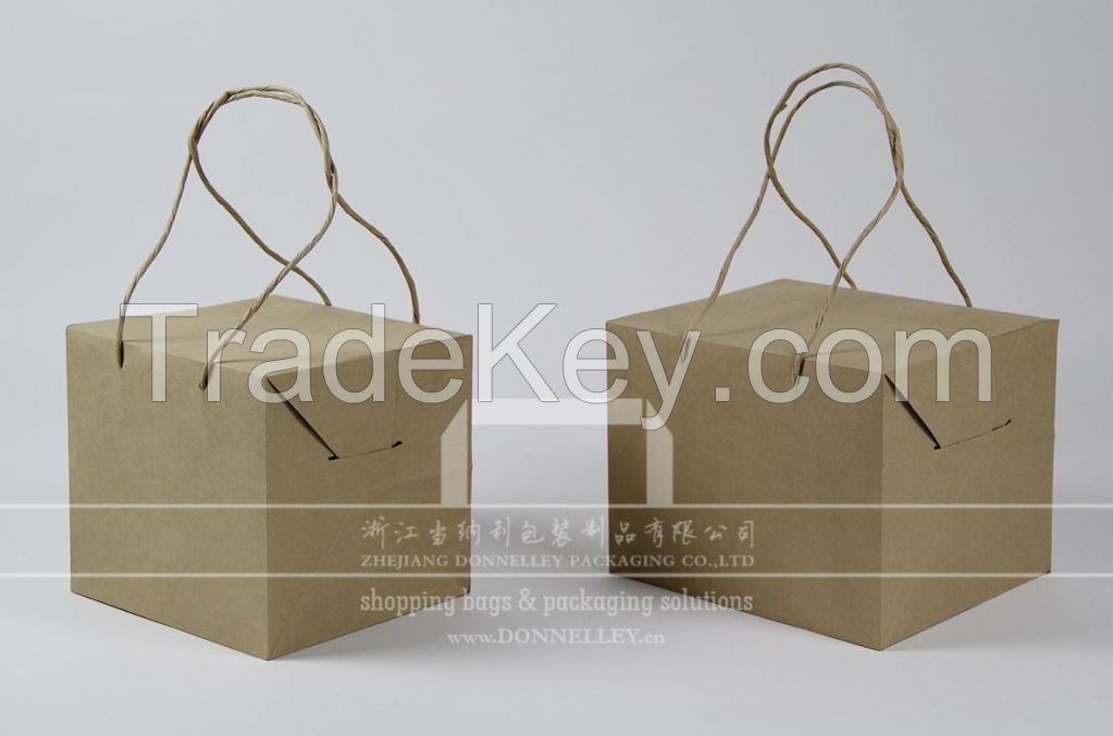 Box Style Creative Paper Bag with Handles