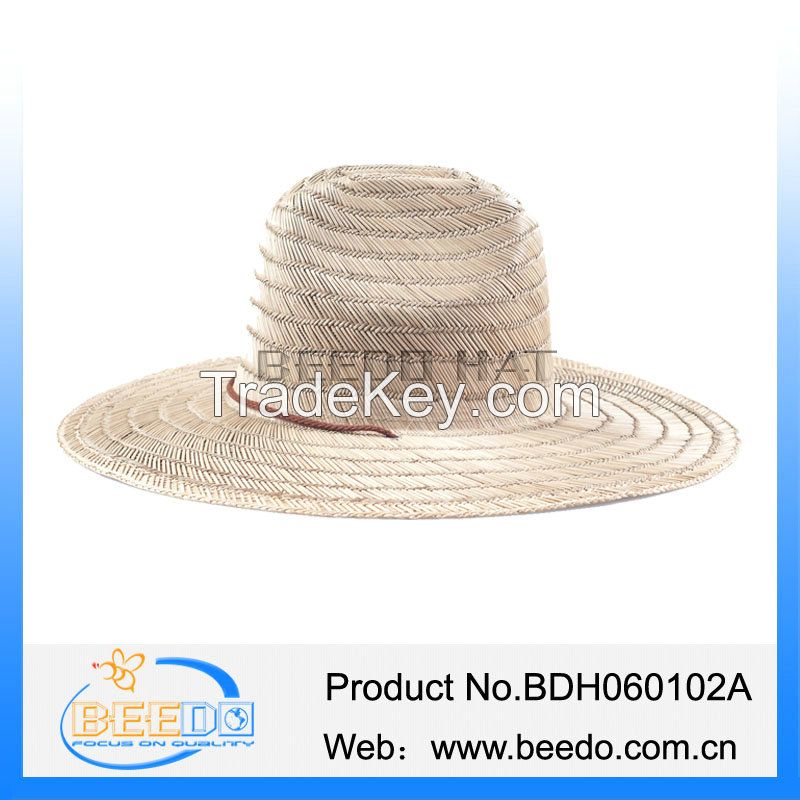 2015 hot selling men wide brim mat straw cowboy hat with grosgrain ribbon