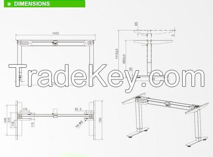 Sit Stand Desk workstation - Electric 2 leg Table Standing desk