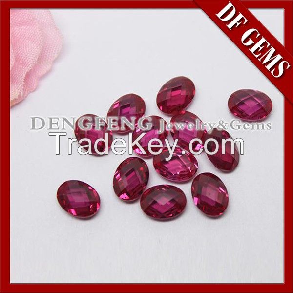 Top Quality Synthetic Oval Cut Ruby 5# Red Corundum